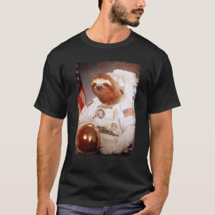 Luiaard Astronaut Maan Ruimte Missie Dier Astronau T-shirt