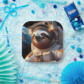 Luiaard Astronaut Papieren Bordje (Feest)
