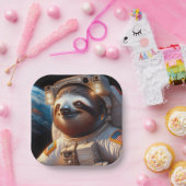 Luiaard Astronaut Papieren Bordje (Feest)