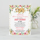 Luiaard Baby Meisje Douche Per Mail Roze En Goud Kaart (Staand voorkant)