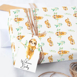 Luiaard Baby Shower Cadeauverpakking Cadeaupapier