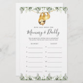 Luiaard Baby Shower Hoe oud waren ze spelkaart (Voorkant / Achterkant)