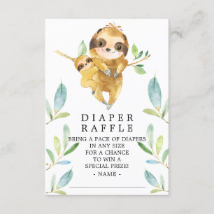 Luiaard Baby shower Luier Raffle Ticket Informatiekaartje