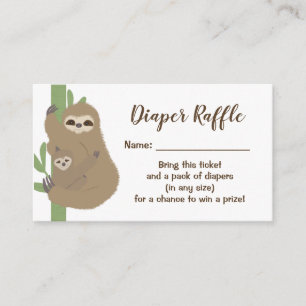 Luiaard Baby shower Luier Raffle Ticket Informatiekaartje
