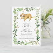 Luiaard Baby Shower Uitnodiging (Staand voorkant)