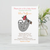 Luiaard Baby Shower Uitnodiging Schattige Luiaard  (Staand voorkant)