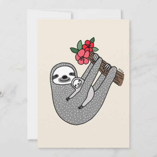 Luiaard Baby Shower Uitnodiging Schattige Luiaard  (Achterkant)