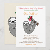 Luiaard Baby Shower Uitnodiging Schattige Luiaard  (Voorkant / Achterkant)