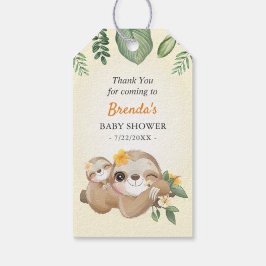 Luiaard Baby shower Wild Sprinkle Mini Flessenguns Cadeaulabel (Achterkant)