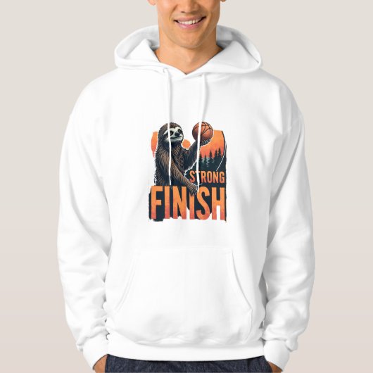 Luiaard Basketbal Vintage Grappige Retro Dunk T-sh Hoodie (Voorkant)