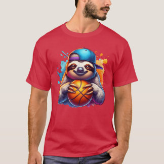 Luiaard Basketbalspeler Grappig Sportontwerp grapp T-shirt