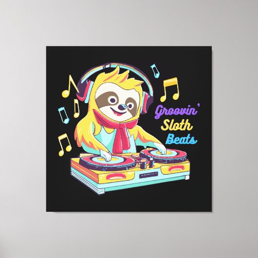 Luiaard Beats retro vintage levendig Canvas Afdruk (Voorkant)