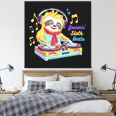 Luiaard Beats retro vintage levendig Canvas Afdruk (Insitu (Slaapkamer))