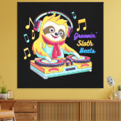 Luiaard Beats retro vintage levendig Canvas Afdruk (Insitu (Woonkamer))