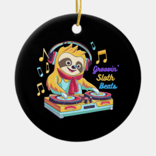 Luiaard Beats retro vintage levendig Keramisch Ornament
