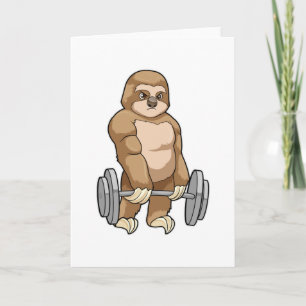 Luiaard bij bodybuilding met halter kaart