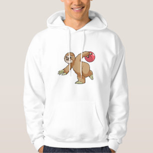 Luiaard bij bowlen met bowlingbal hoodie
