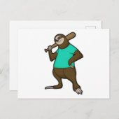 Luiaard bij honkbal met honkbalknuppel briefkaart (Voorkant / Achterkant)