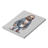 Luiaard Biker Rebel Leather Jacket Cool Style Urba Notitieblok (Linkerzijde)