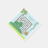 Luiaard, bladeren doolhof puzzel verjaardag papier servet (Hoek)