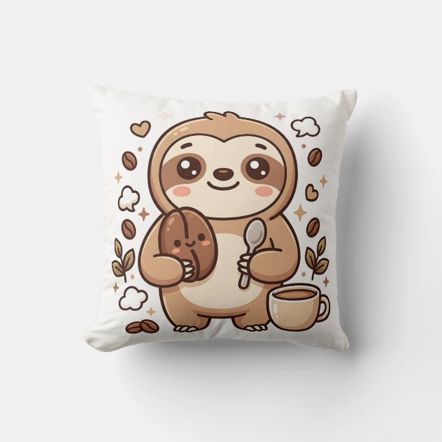 Luiaard Boon Lepel Worp Kussen Kawaii (Voorkant)