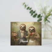 Luiaard Bruid en bruidegom Dank u Kaarten (Staand voorkant)