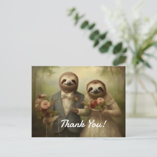 Luiaard Bruid en bruidegom Dank u Kaarten (Staand voorkant)