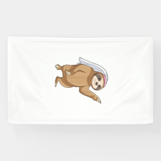 Luiaard Bruid Sluier Trouw T-Shirt Spandoek (Horizontaal)