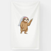 Luiaard Bruid Sluier Trouw T-Shirt Spandoek (Verticaal)
