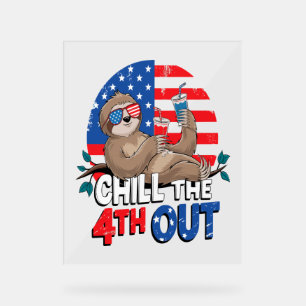 Luiaard Chill de 4e uit Patriottische VS Acryl Bord