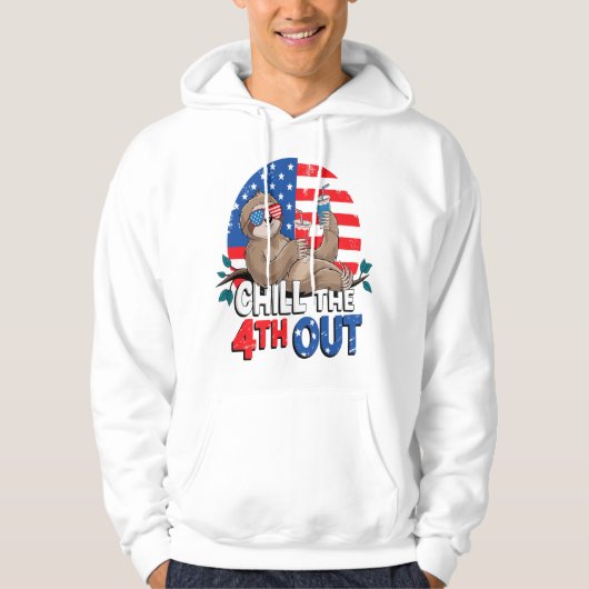 Luiaard Chill de 4e uit Patriottische VS Hoodie (Voorkant)