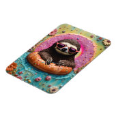 Luiaard Chillen in een Floating Donut Grappige Col Magneet (Linkerzijde)