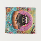 Luiaard Chillen in een Floating Donut Grappige Col Wandkleed (Voorkant (horizontaal))