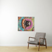 Luiaard Chillen in een Floating Donut Grappige Col Wandkleed (In Situ (horizontaal))