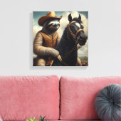 Luiaard Cowboy Canvas Afdruk (Insitu (Woonkamer))