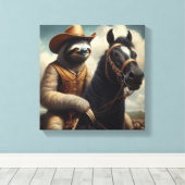 Luiaard Cowboy Canvas Afdruk (Insitu (Houten vloer))