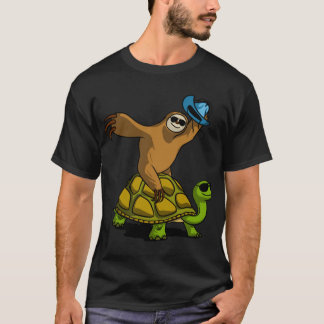 Luiaard Cowboy die Schildpad Reit vintage T-shirt