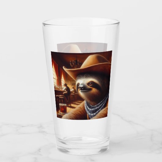Luiaard Cowboy in Saloon Glas (Voorkant)