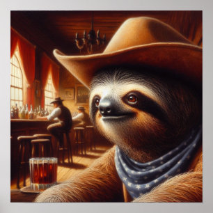 Luiaard Cowboy in Saloon Poster