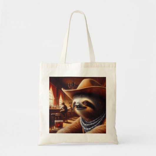 Luiaard Cowboy in Saloon Tote Bag (Voorkant)