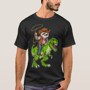 Luiaard Cowboy Ridt T-Rex Dinosaur T-shirt