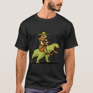 Luiaard Cowboy Ridt T-Rex Dinosaur T-shirt