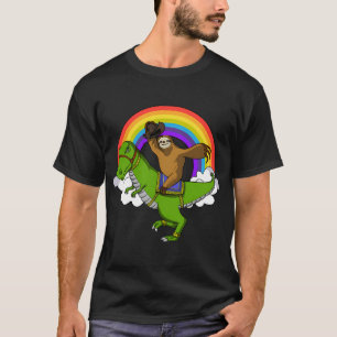 Luiaard Cowboy Ridt T-Rex Dinosaur T-shirt