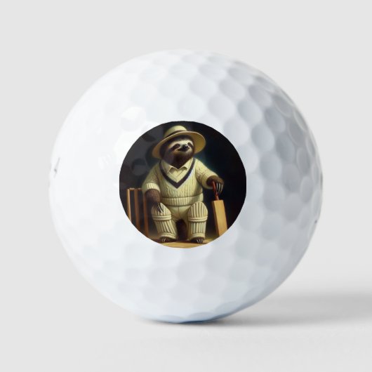 Luiaard Cricketspeler Golfballen (Voorkant)