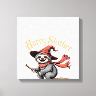Luiaard Cute Halloween Heks Grappig Essential T-Sh Canvas Afdruk