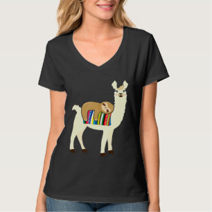 Luiaard Cute Luiaard Slaapt Op Llama T-shirts
