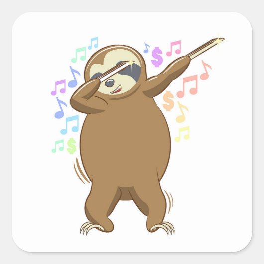 Luiaard Dab Vierkante Sticker (Voorkant)