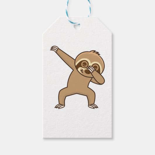 Luiaard dabbing Sticker Cadeaulabel (Voorkant)