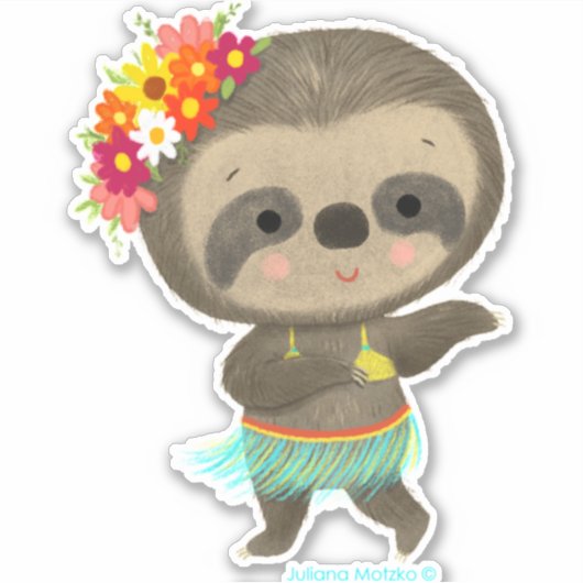 Luiaard dansen hula sticker (Voorkant)