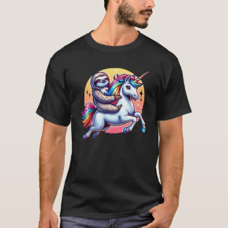 Luiaard die eenhoorn rijdt vintage cadeau t-shirt
